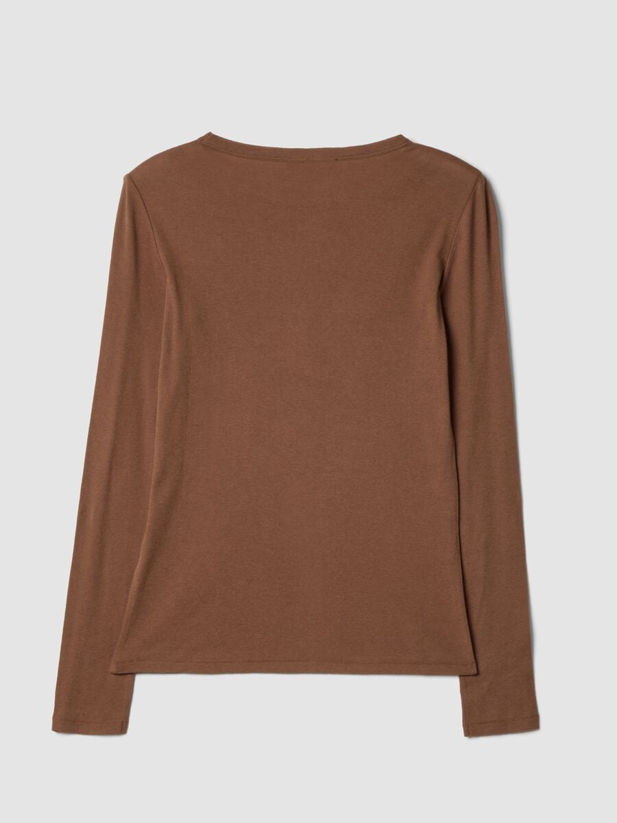 Brown crew-neck pure cotton jersey T-shirt_2