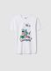 Boys' white pure cotton t-shirt regular fit with print_3