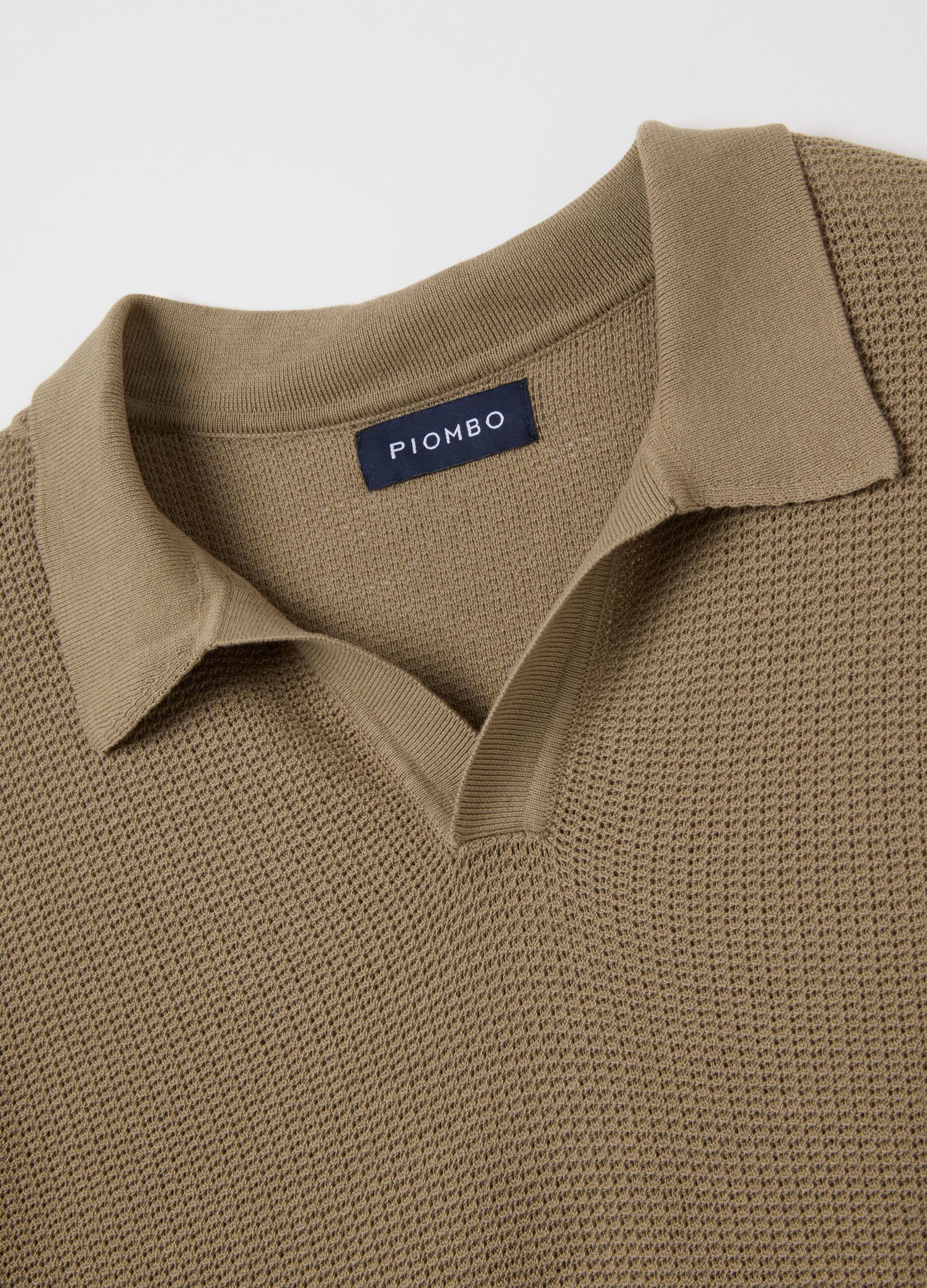 Men's beige pure cotton polo shirt, regular fit