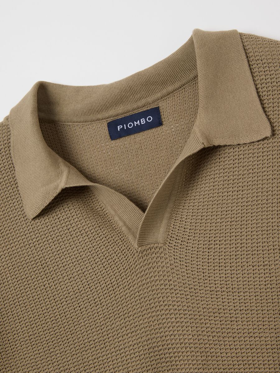 Men's beige pure cotton polo shirt, regular fit_1