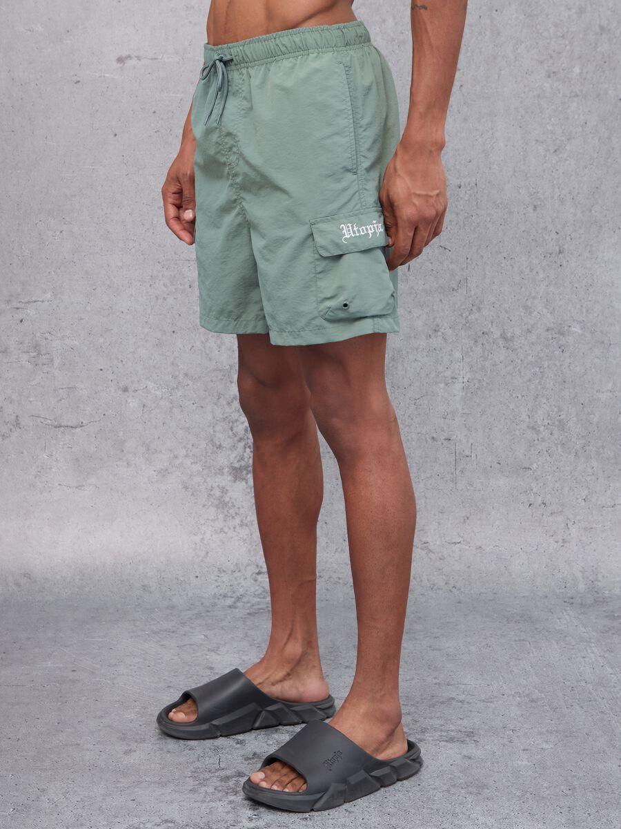 Cargo Swim Shorts Military Green_3