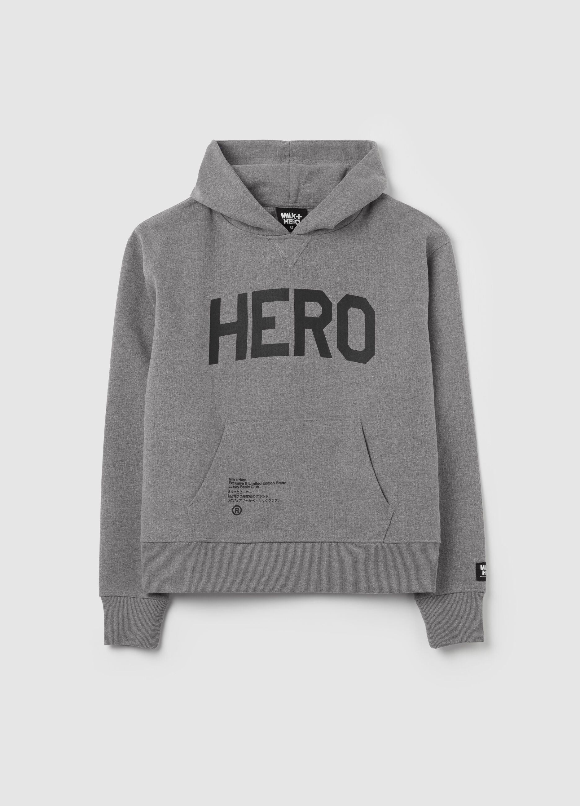 Felpa con cappuccio stampa "Hero"