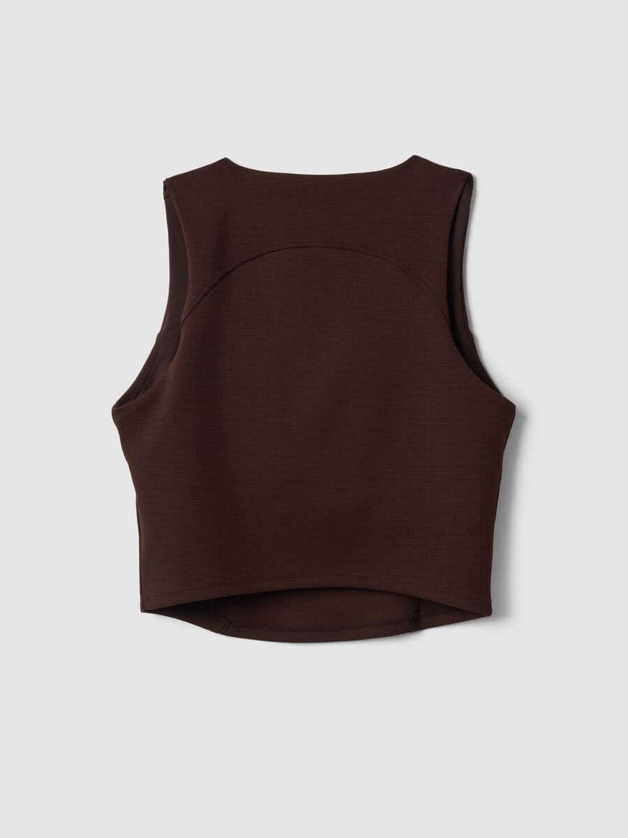 Top crop marrone in tessuto elasticizzato_6