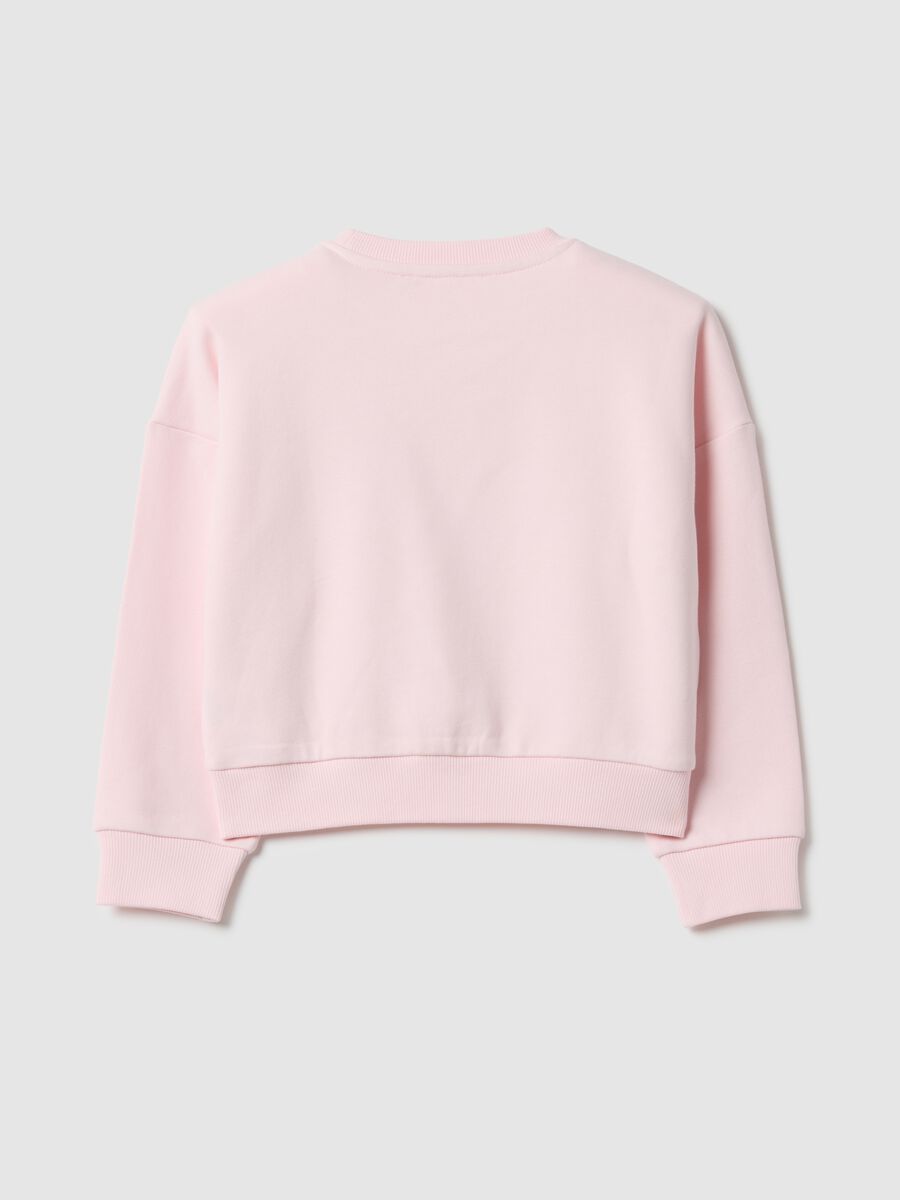Regular fit pink cotton-blend sweatshirt with heart for girls_1