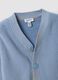 Cardigan blu in misto cotone con scollo a V over fit per bimbo_3