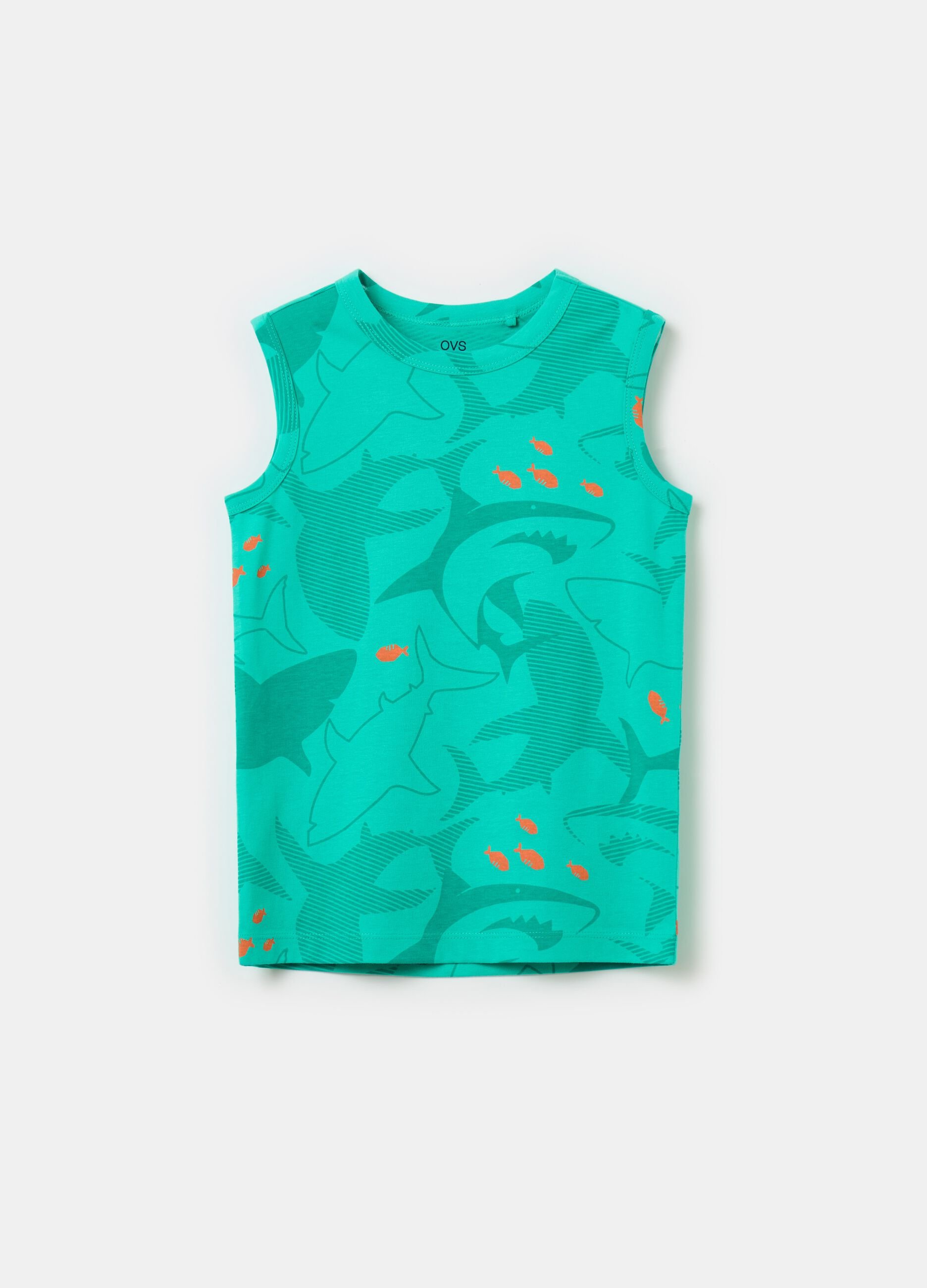 Cotton racerback vest with print