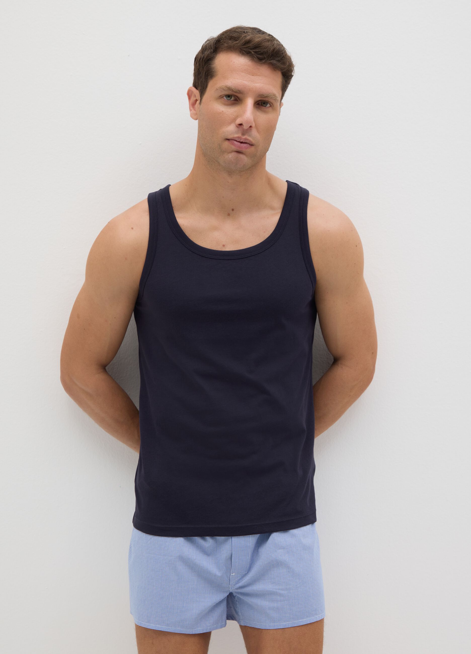Blue cotton vest