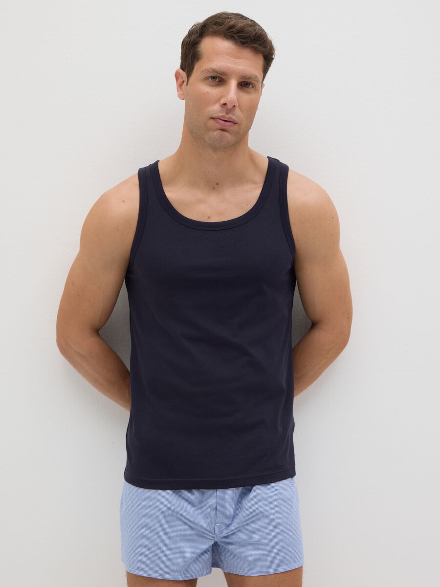 Blue cotton vest_1
