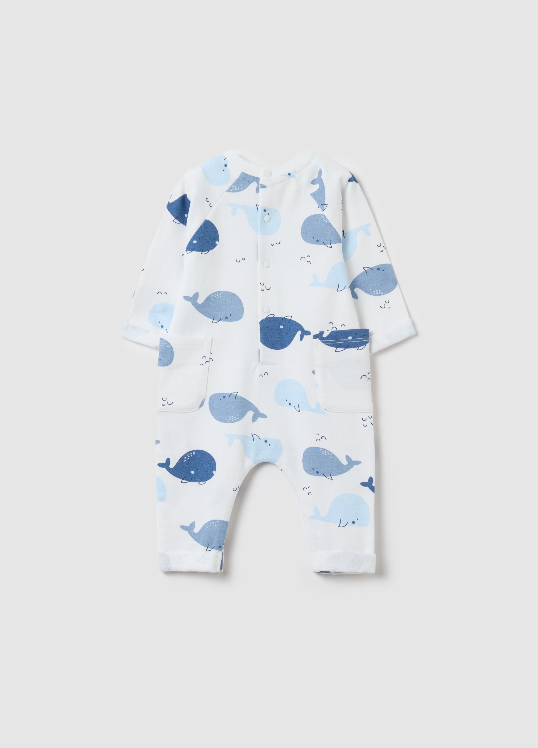 French terry onesie with cetaceans print
