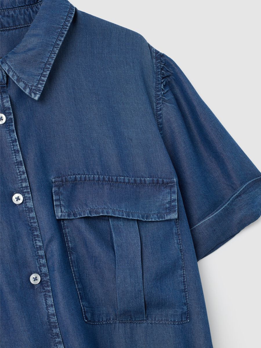 Women's Blue Lyocell Shirt Dress with Regular Fit_1