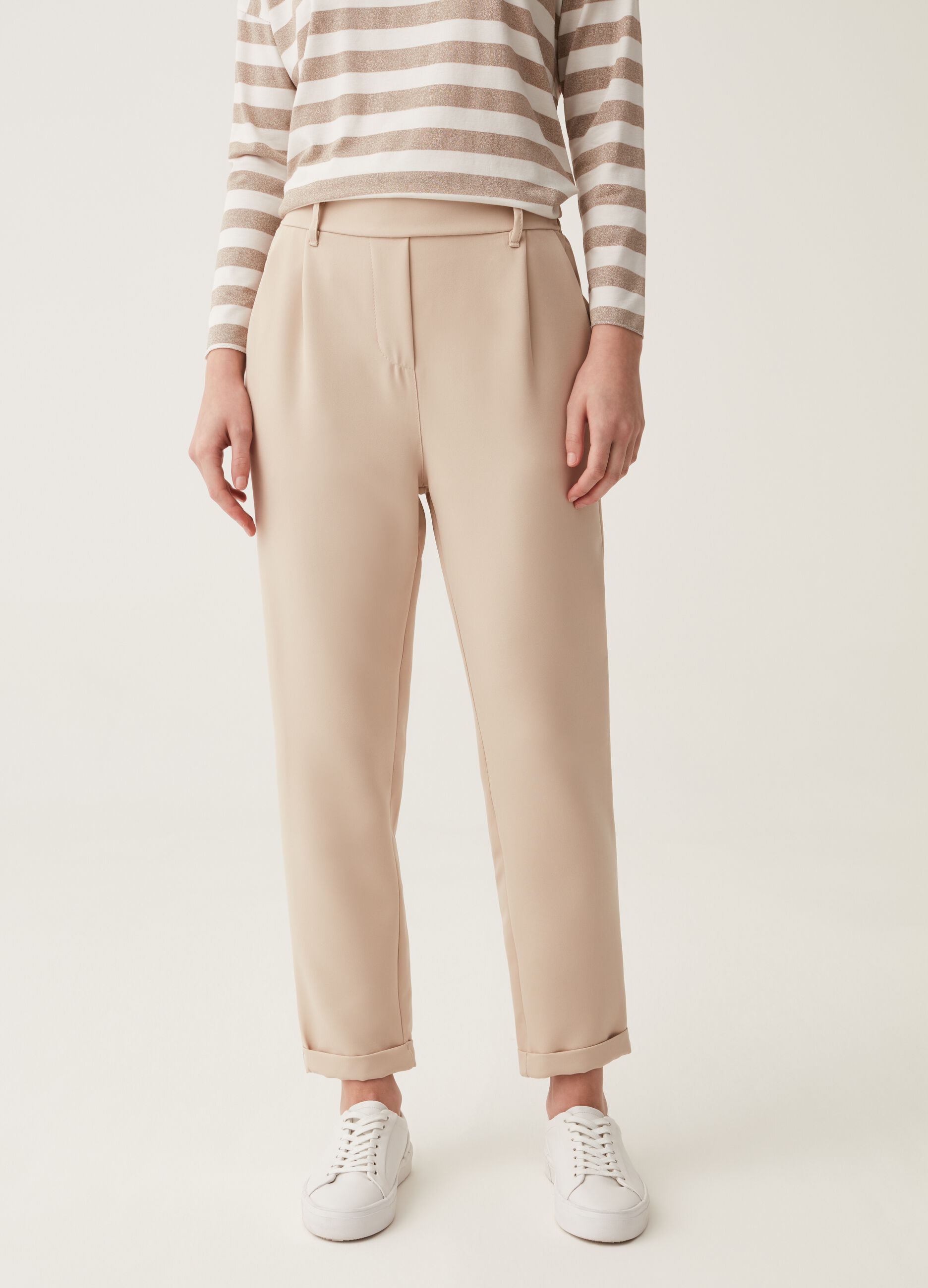 Pantaloni a sigaretta con risvolti Hybrid_1