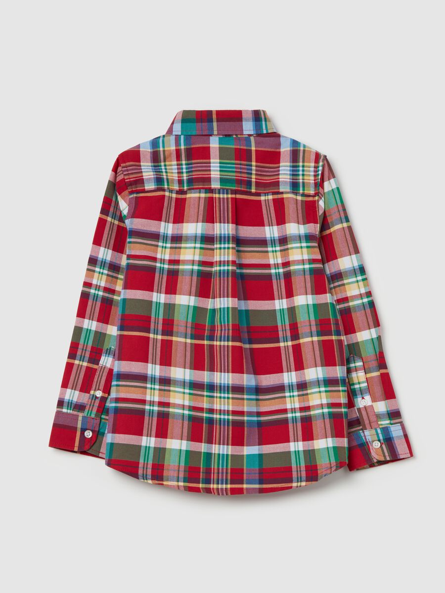 Button-down shirt with check print and logo embroidery_4