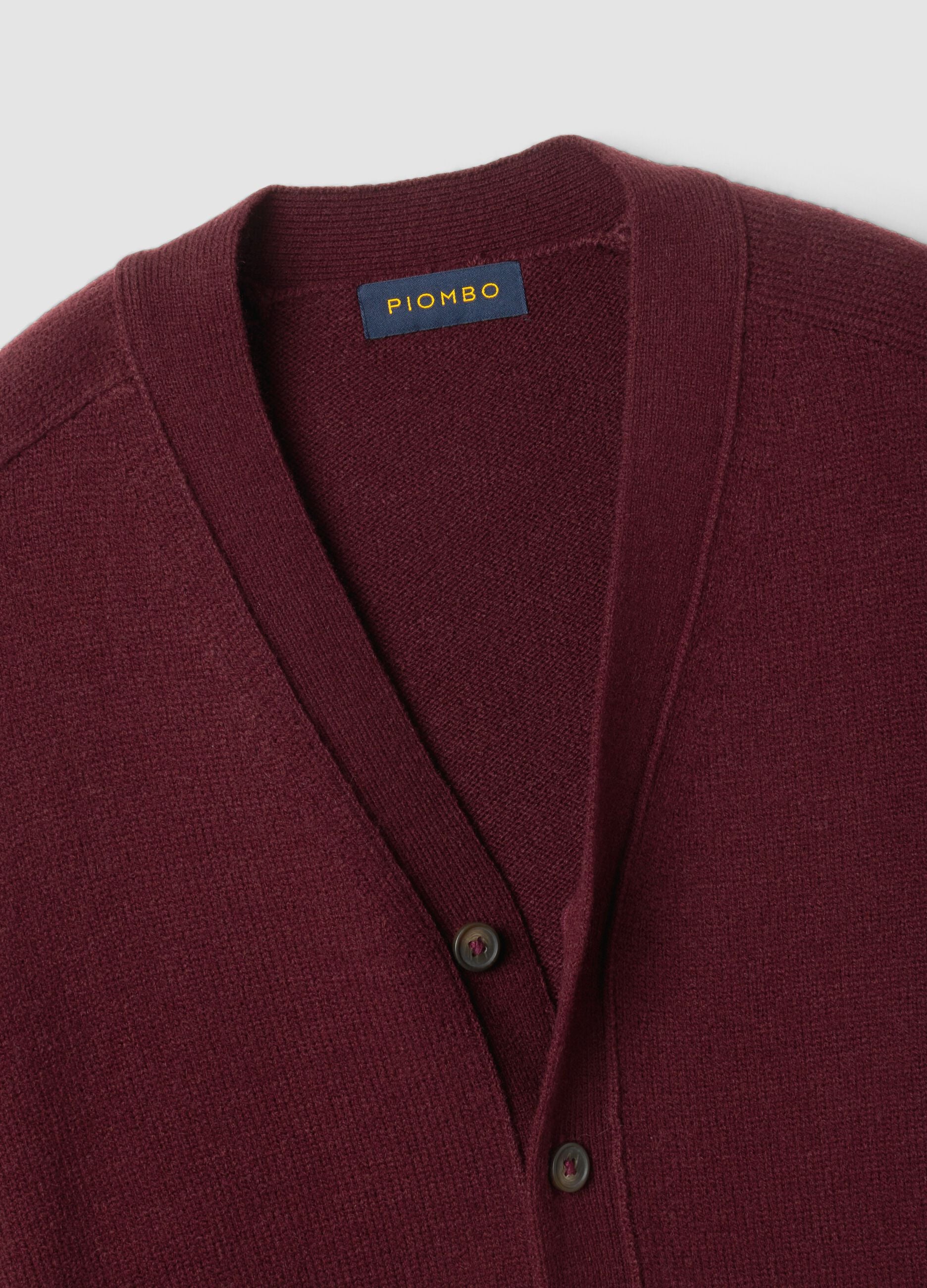 Red wool-blend cardigan with deep V-neck