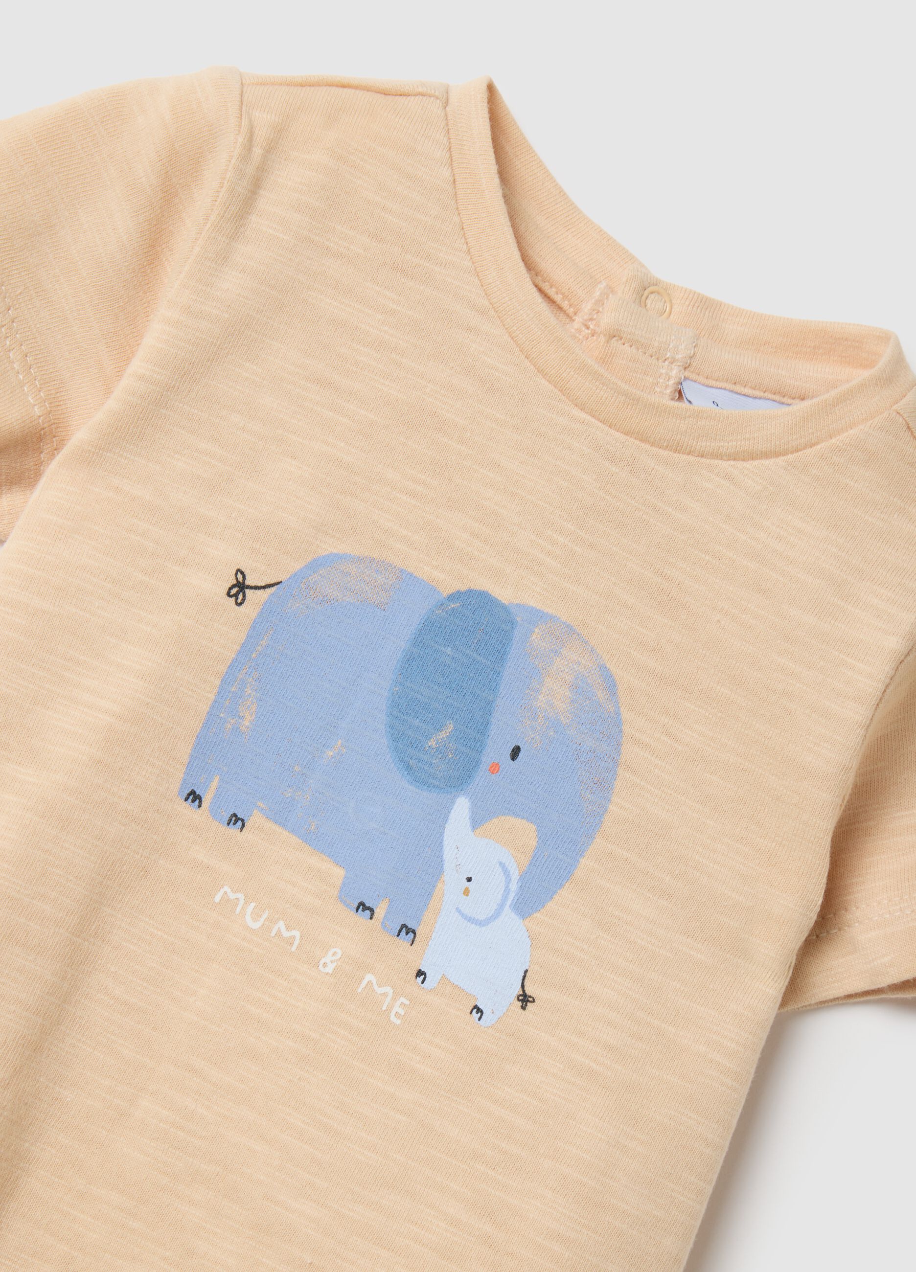 Set t-shirt da neonato in puro cotone beige con stampa