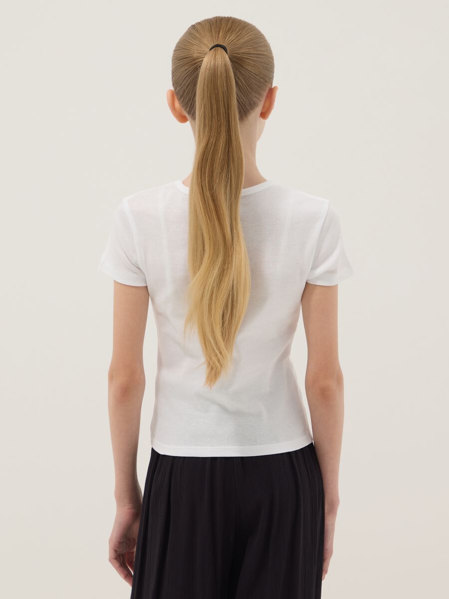 Girls&rsquo; white pure cotton slim-fit T-shirt with print_1