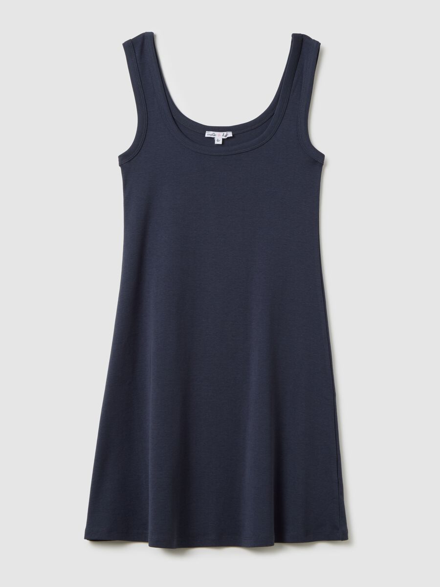 Women's short blue sleeveless cotton dress - regular fit_4