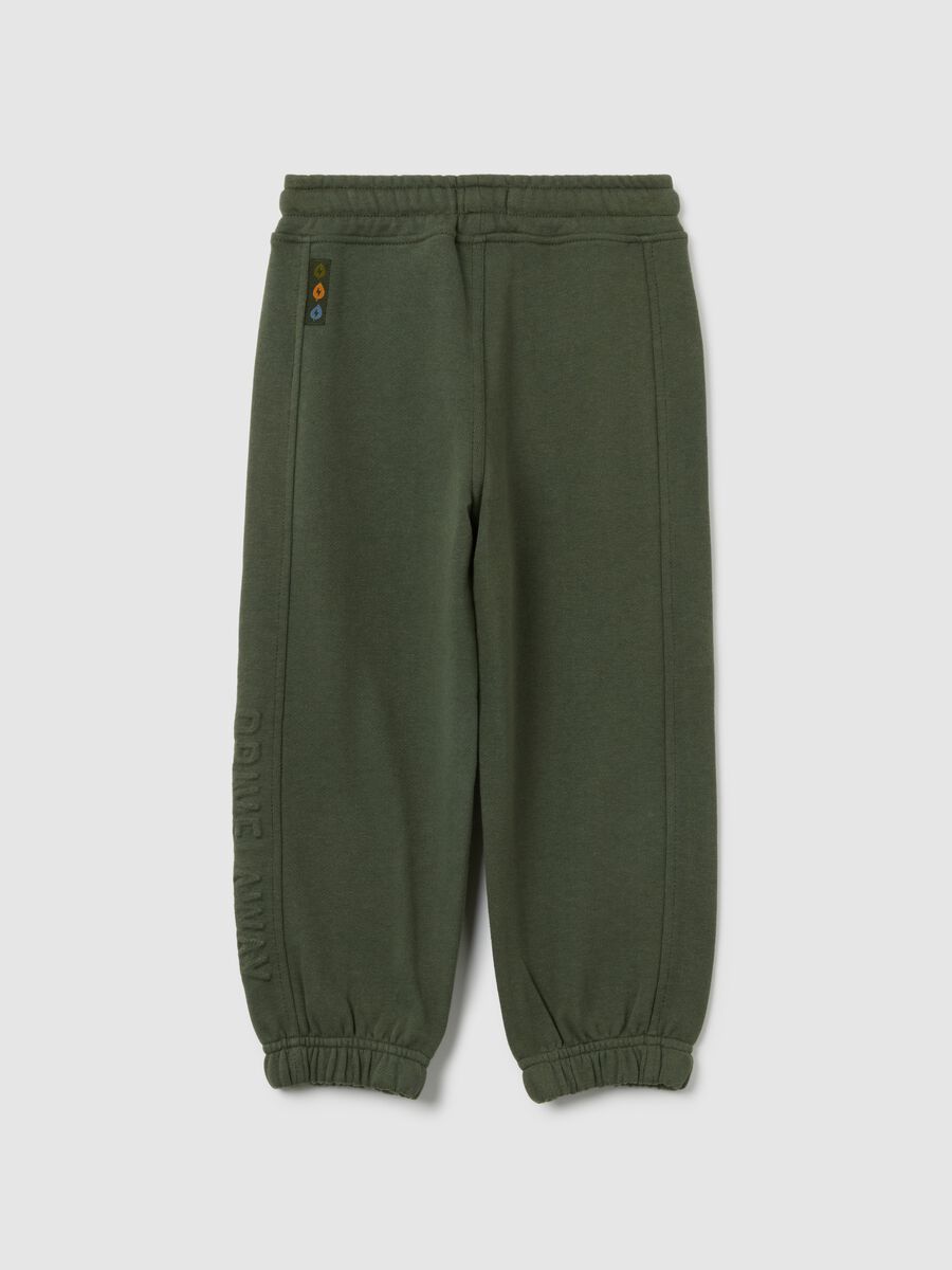 Regular fit green cotton blend kid's joggers_1