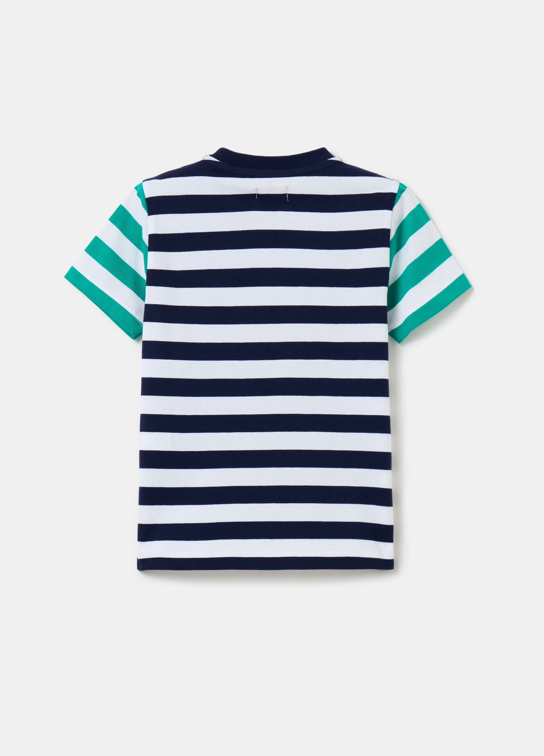 Cotton T-shirt with striped pattern