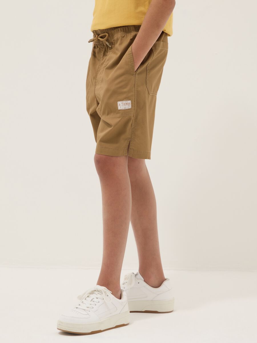 Brown regular-fit pure cotton Bermuda shorts_2