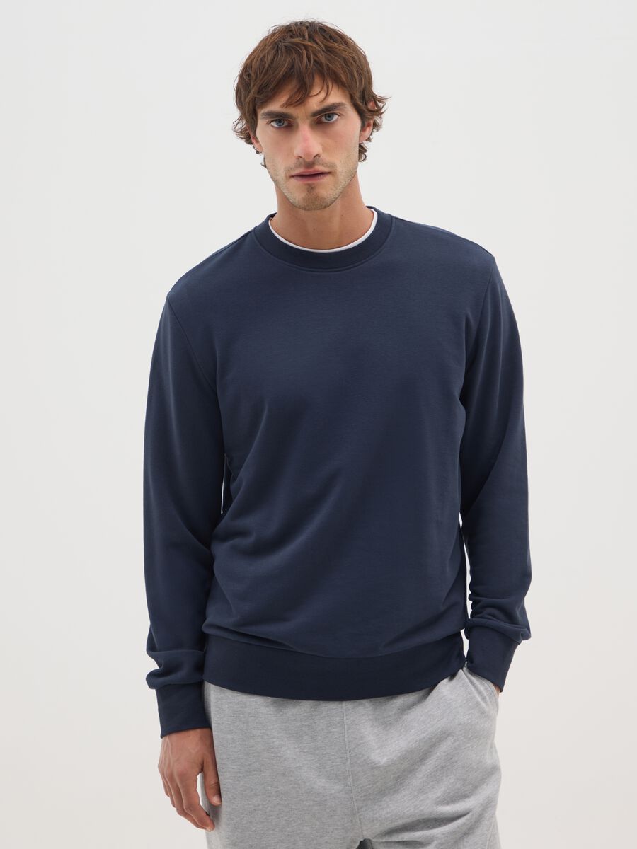 Blue cotton blend sweatshirt, regular fit_0