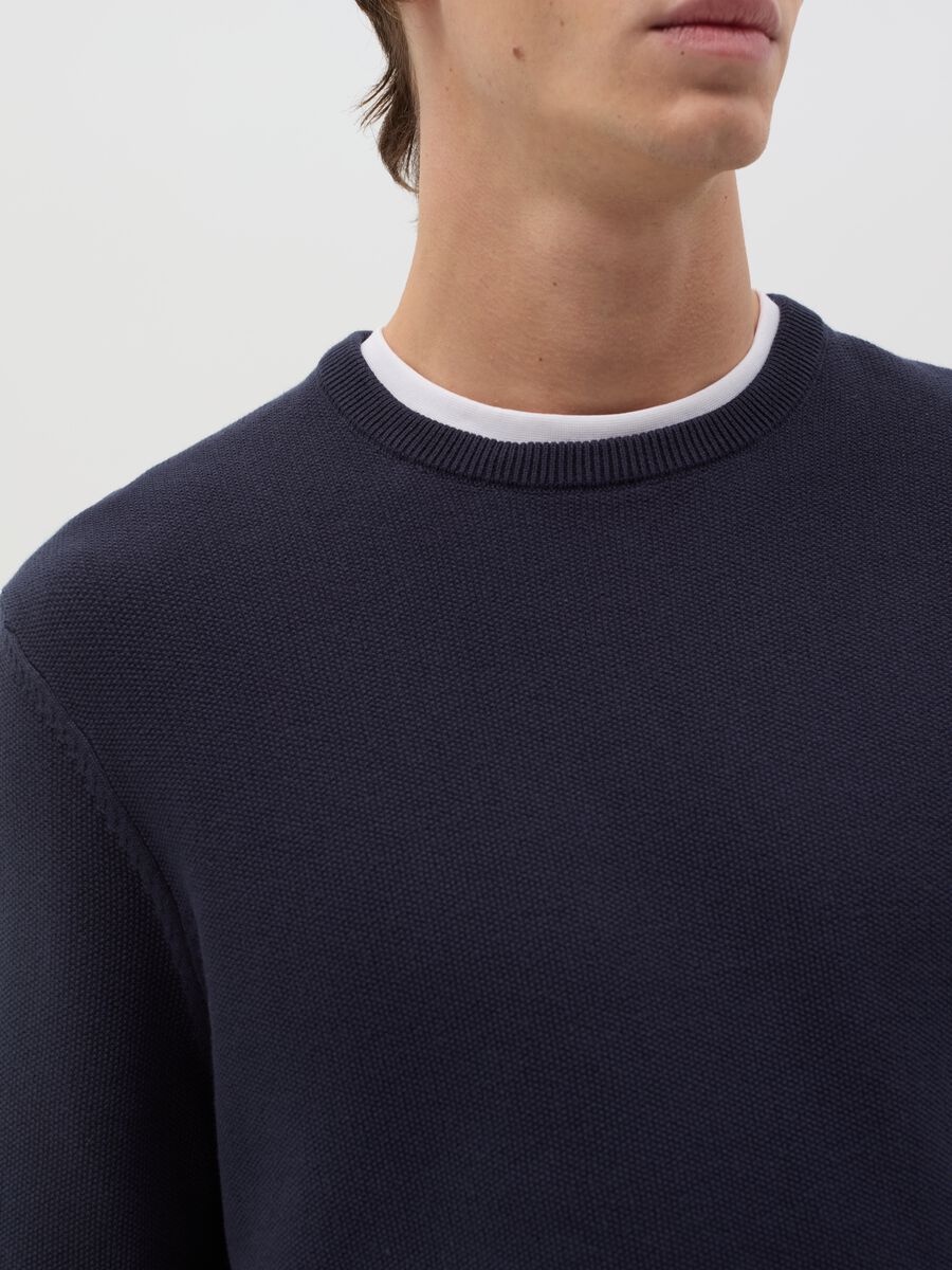 Cotton pullover with micro weave_2
