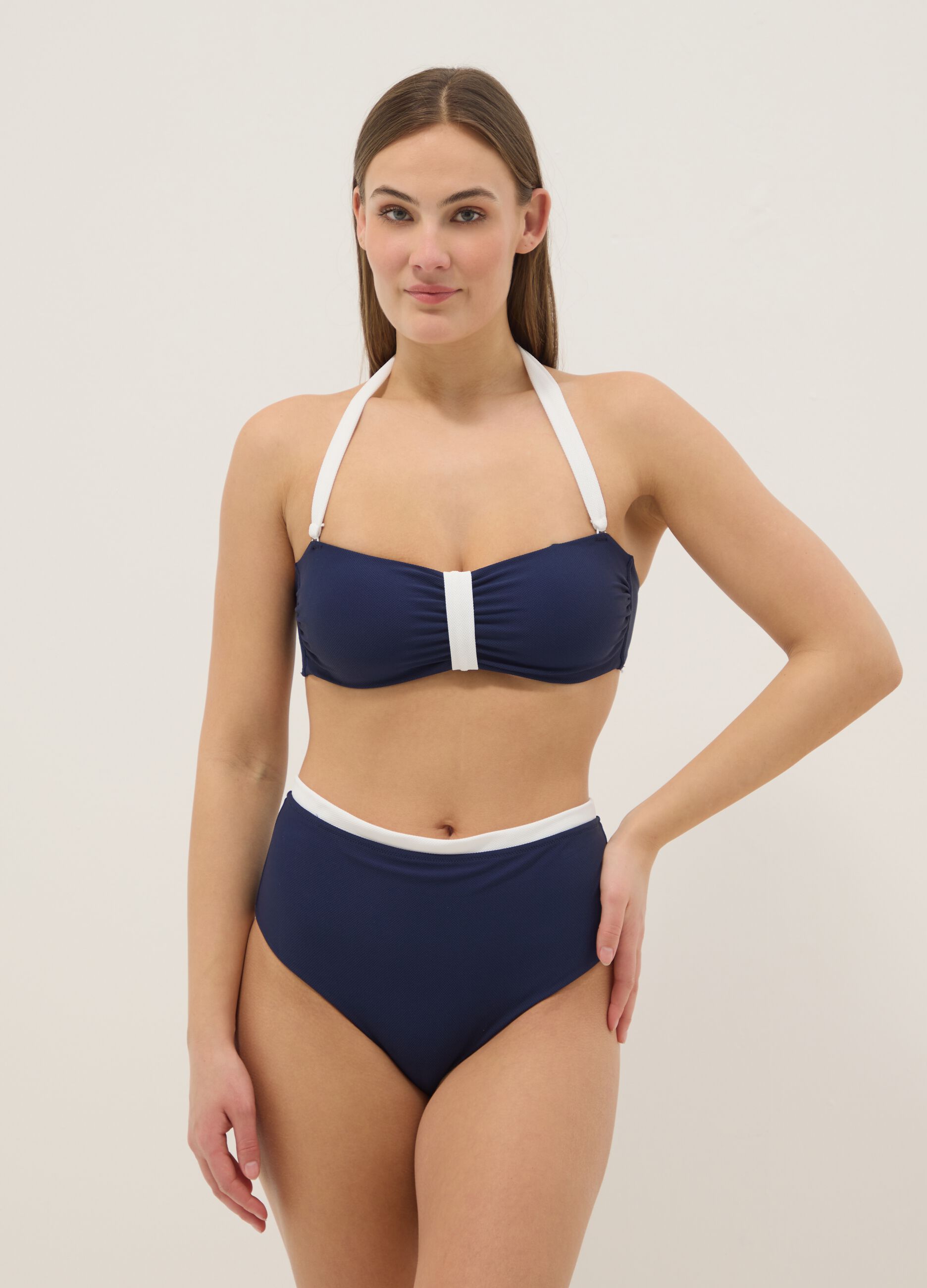 Blue stretch-fabric bikini bottoms