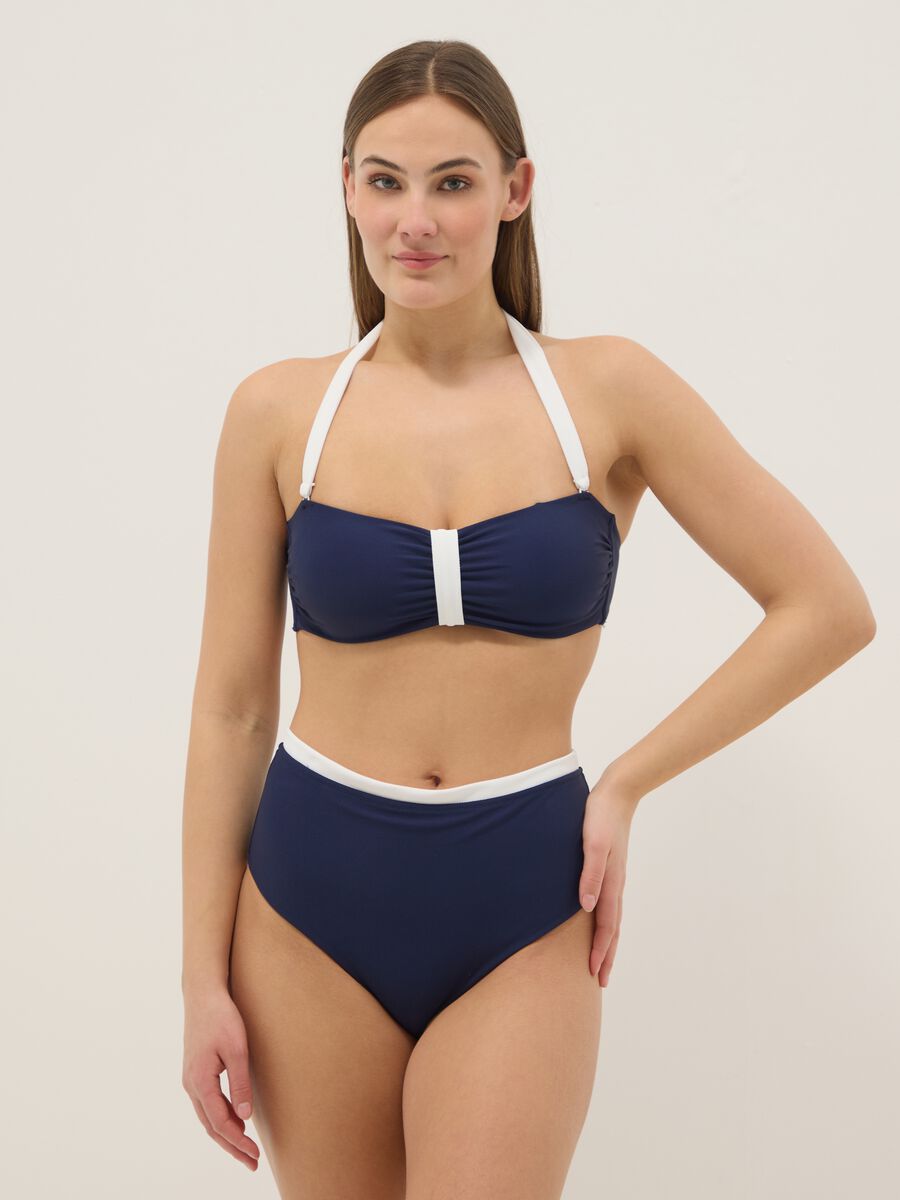 Slip bikini blu in tessuto elasticizzato_0