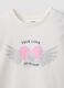 T-shirt bianca in puro cotone organico con stampa cuore e ali per bambina_2