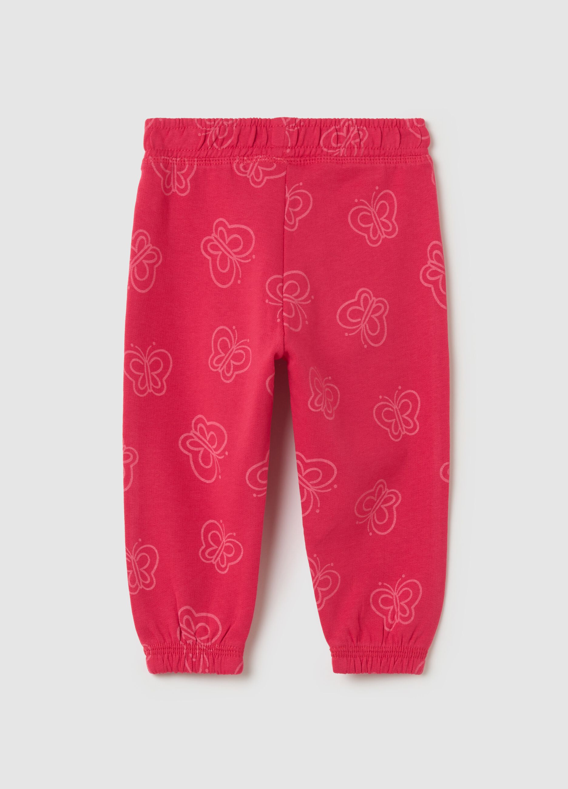 Joggers in cotone con profili elasticati e stampa 