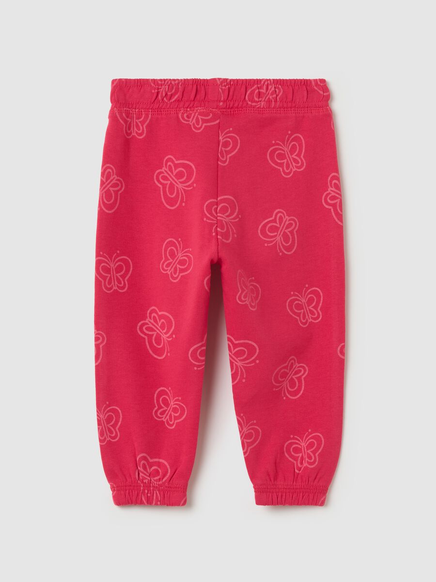 Cotton joggers with elasticated trims and print_1