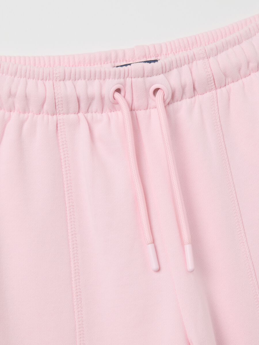 Girls' pink wide leg jogger trousers in pure cotton_3