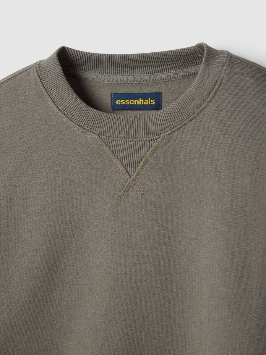 Regular fit grey cotton blend crewneck sweatshirt_5