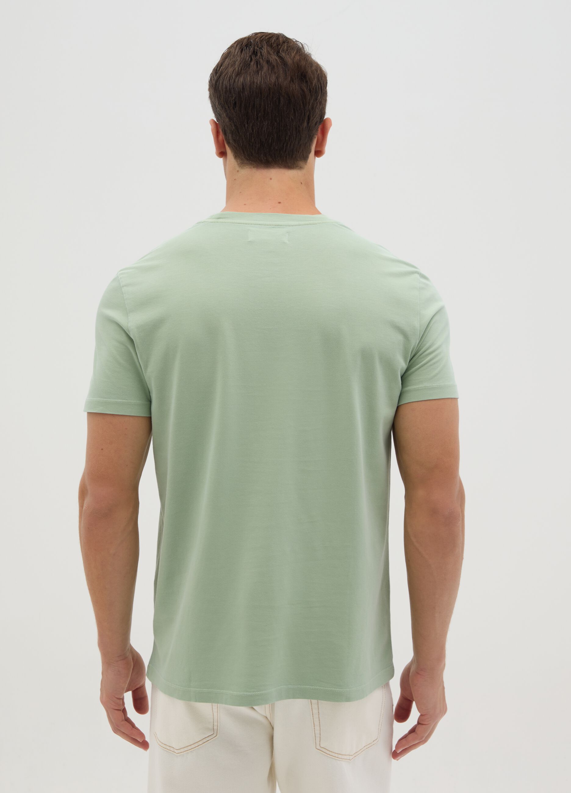 T-shirt da uomo in puro cotone verde regular fit