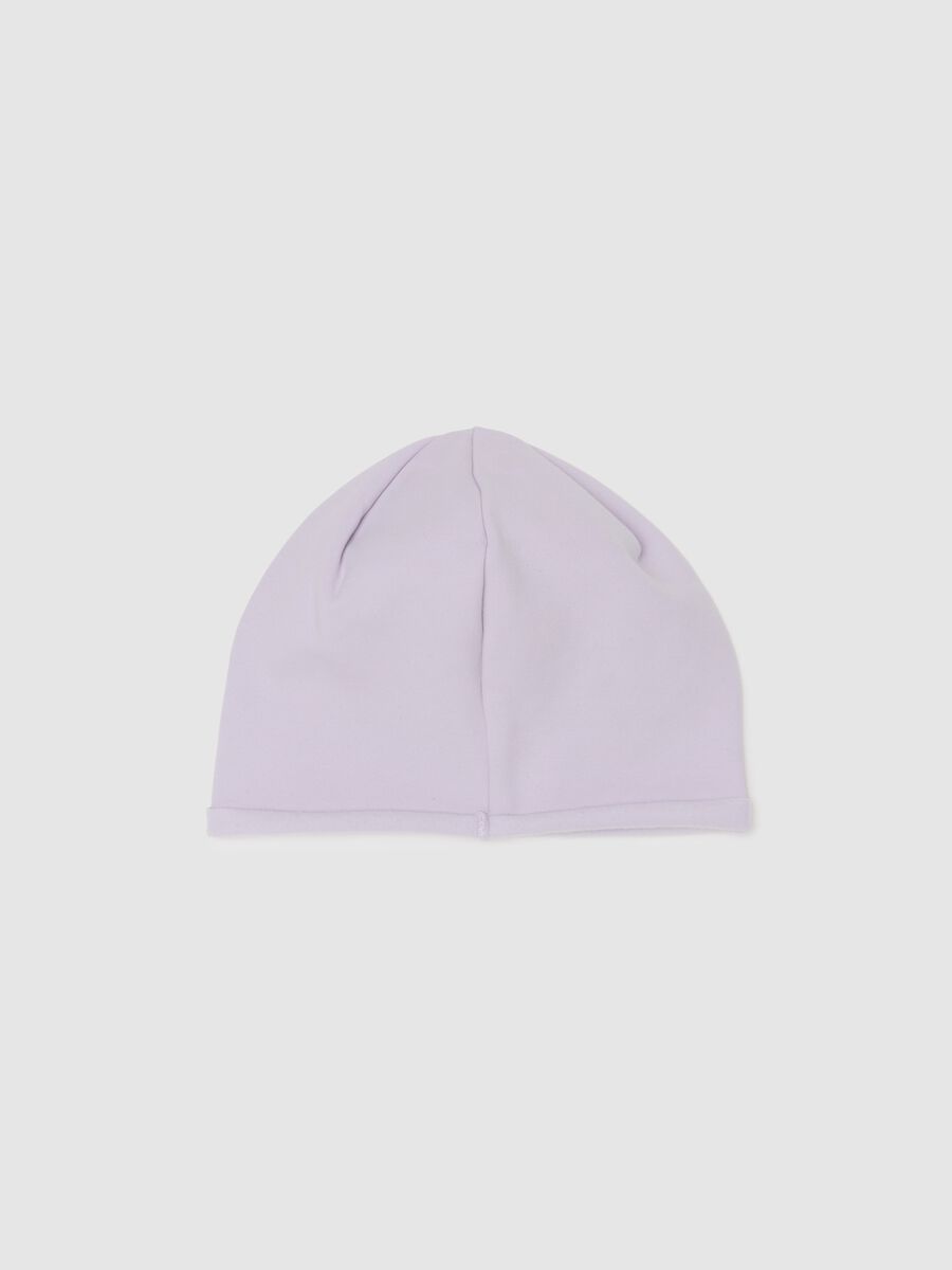 Cappello da bambina in cotone viola elasticizzato_1