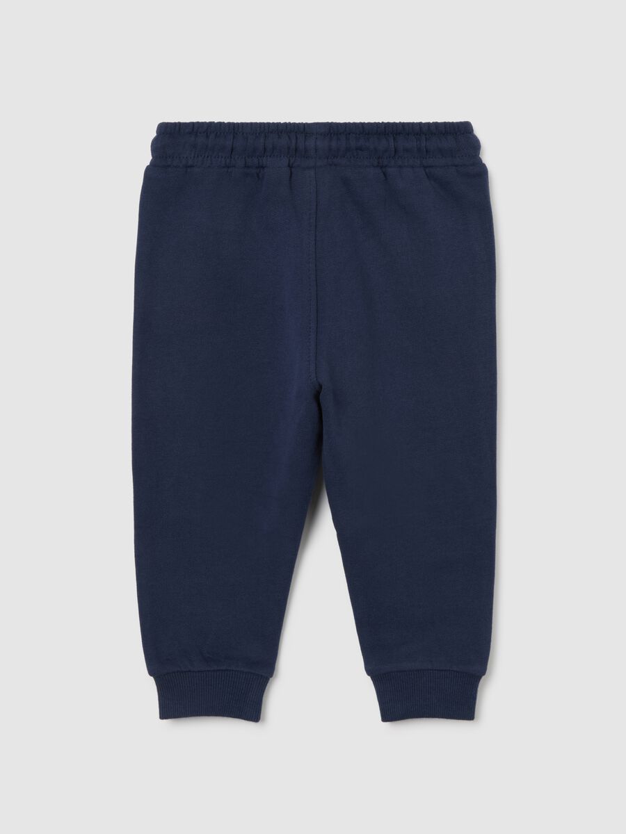 Kids' Joggers in Pure Blue Cotton Regular Fit with Teddy Bear_1