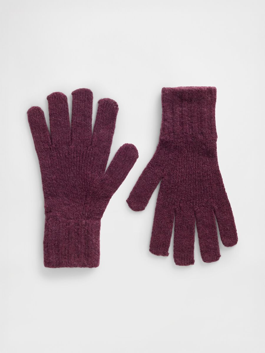 Purple cotton blend gloves_0