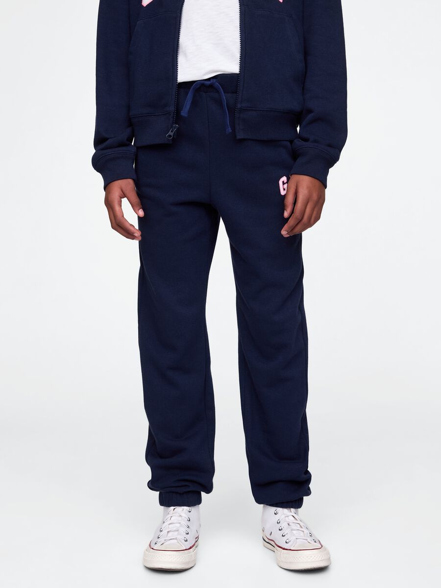 Girls' regular fit cotton-blend blue jogger trousers_1