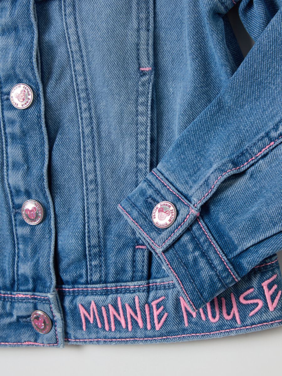 Denim jacket with flounce and Minnie Mouse embroidery_3