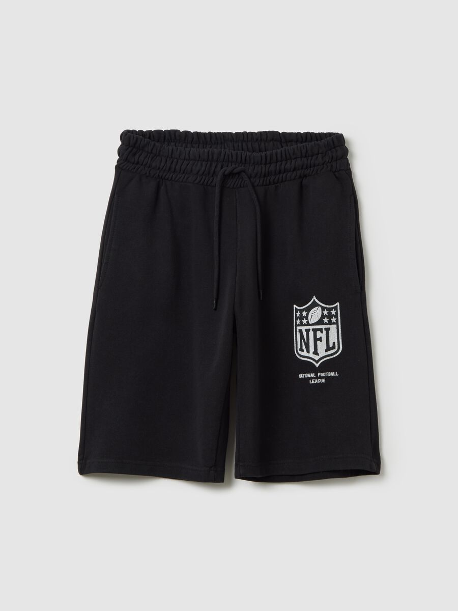 Black NFL Sports Shorts with Logo_4