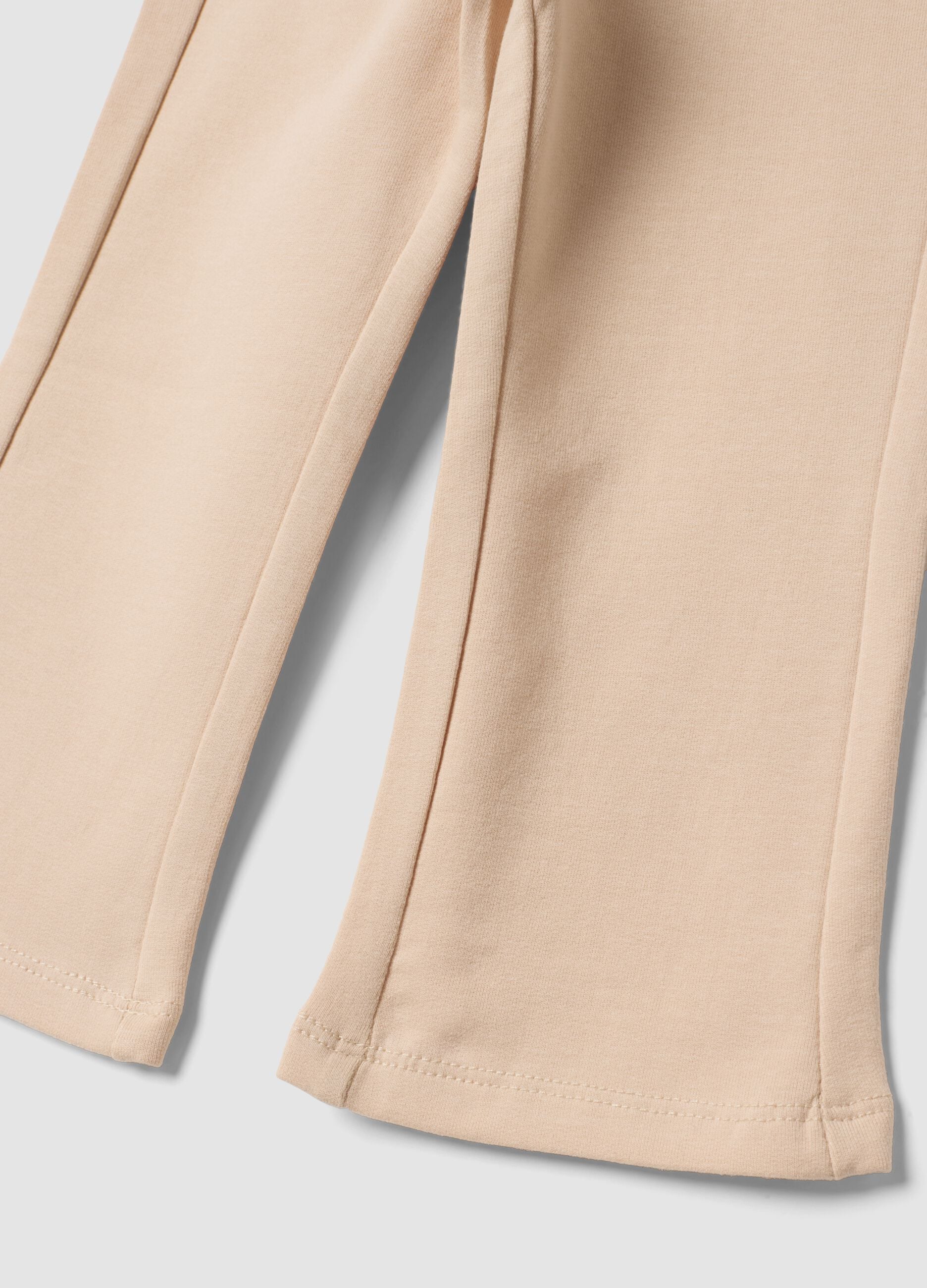 Beige organic stretch-cotton flared leggings