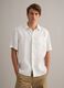 White pure linen short-sleeve shirt, regular fit with chest pocket_2