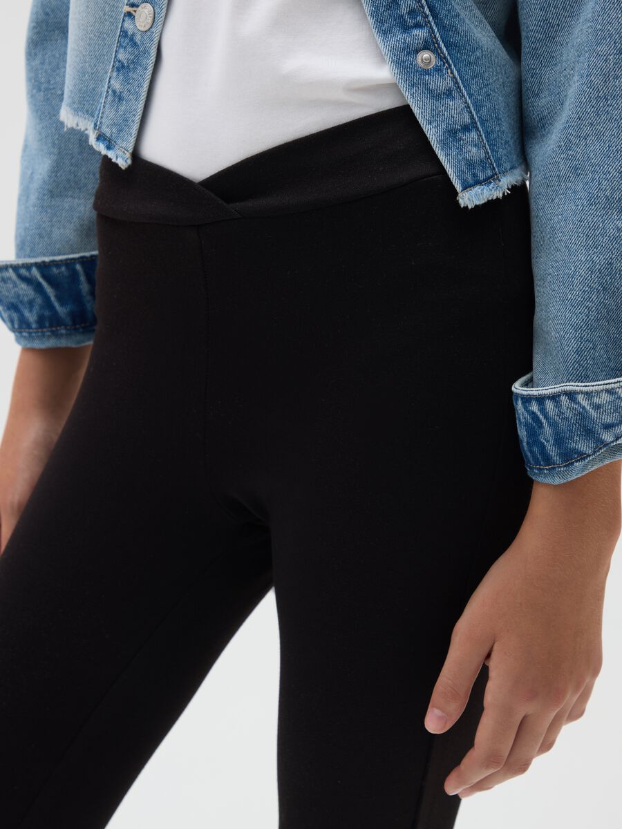Girls' Black Mix Flare Fit Trousers_3