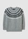 Grey regular fit sweater with jacquard pattern_5