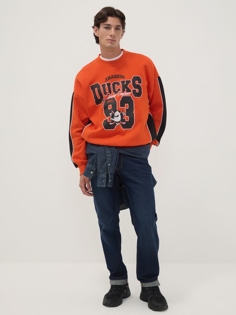 Red cotton-blend sweatshirt with Anaheim Ducks print_2