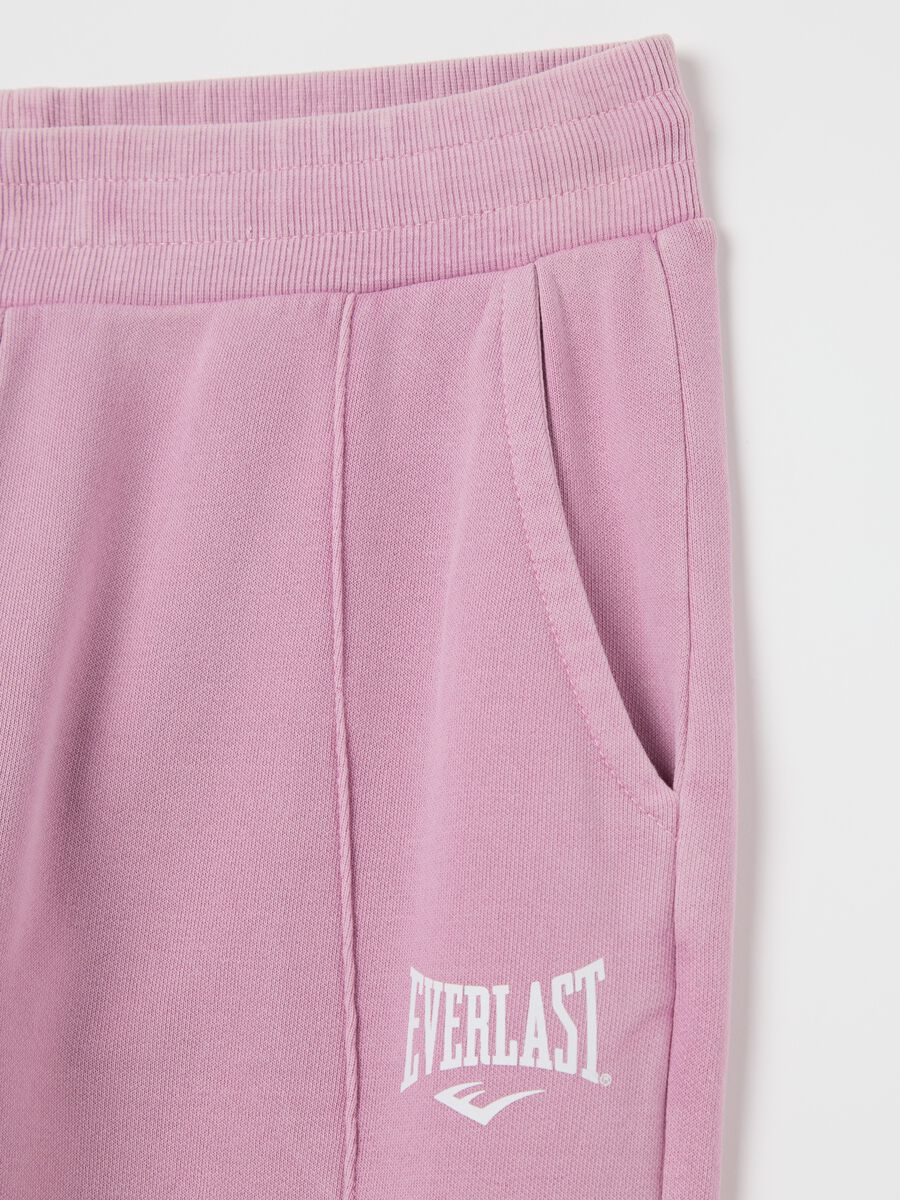 Pink joggers with elasticated edging and logo print_5