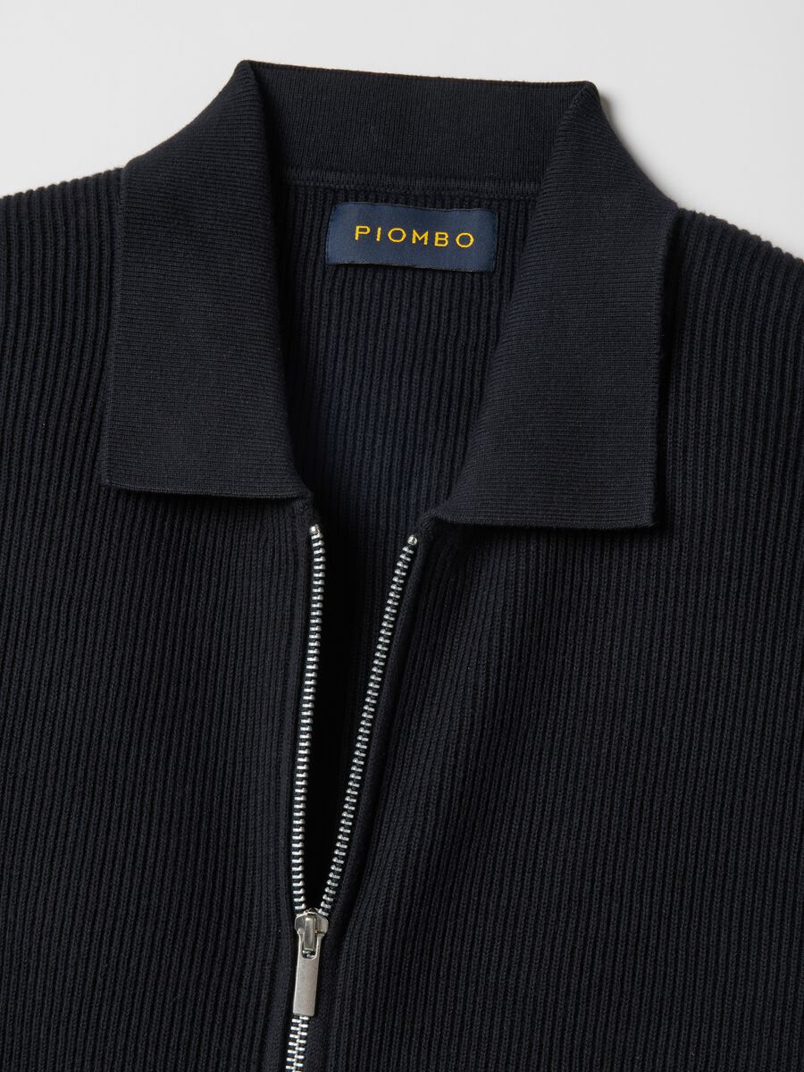 Blue pure cotton cardigan regular fit with full zip_1