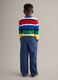 Children's relaxed fit striped blue cotton blend cargo trousers_1