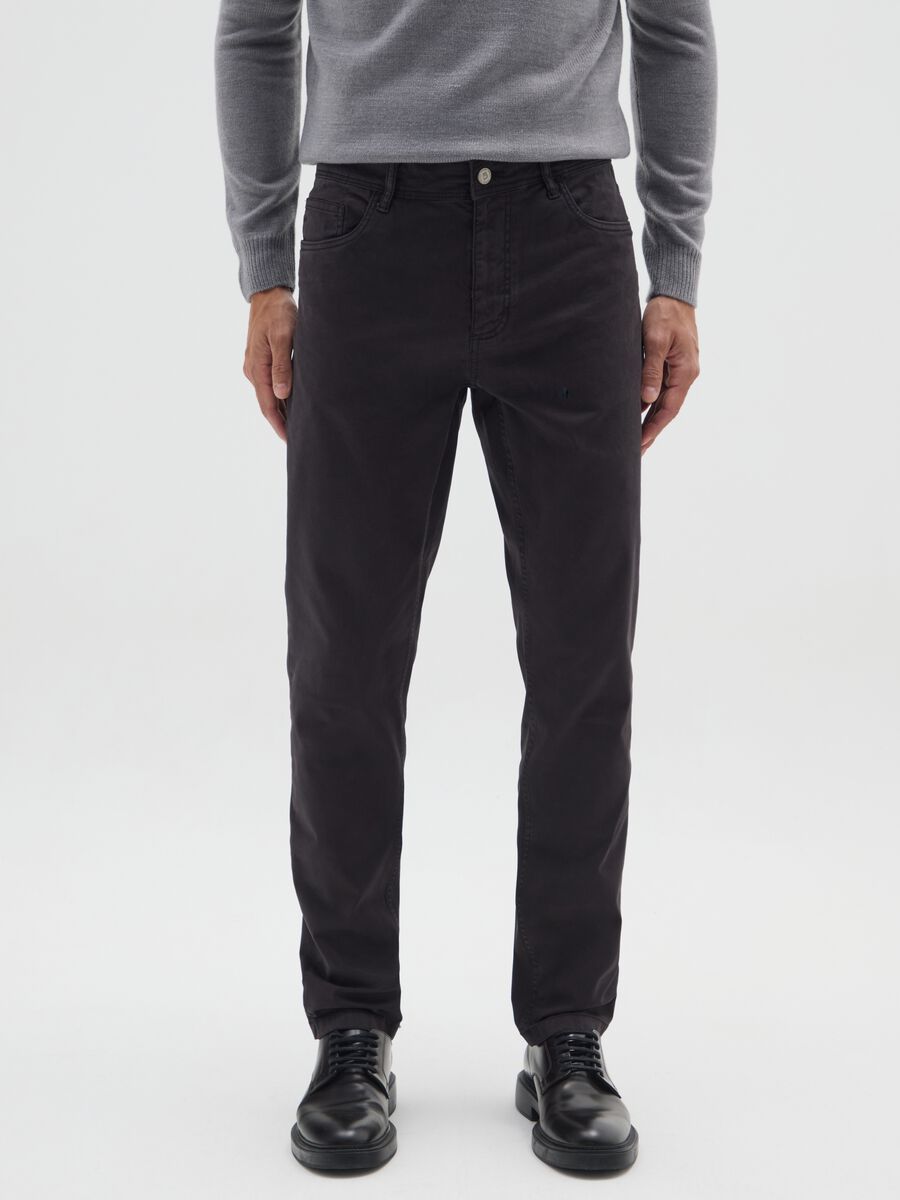 Pantaloni in cotone elasticizzato neri skinny fit_1