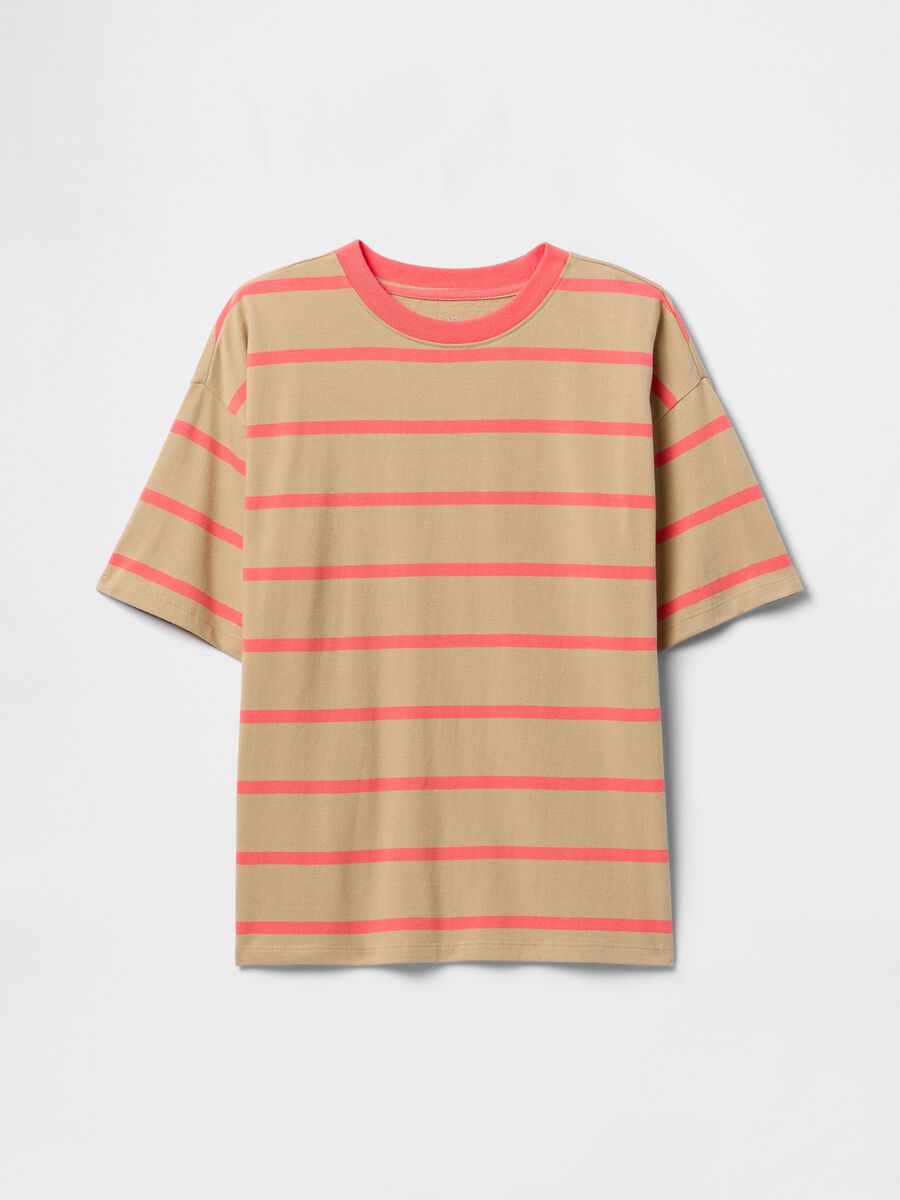 Beige and pink striped t-shirt_0