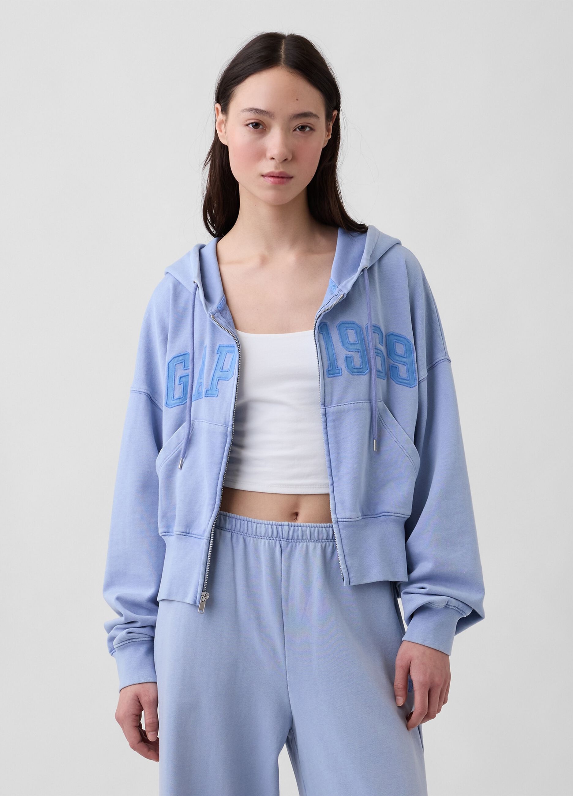 Cotton-blend full-zip hoodie